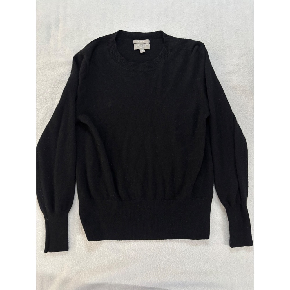 J.Crew Cashmere Classic Fit Crewneck Sweater Black Small Womens Soft Luxury